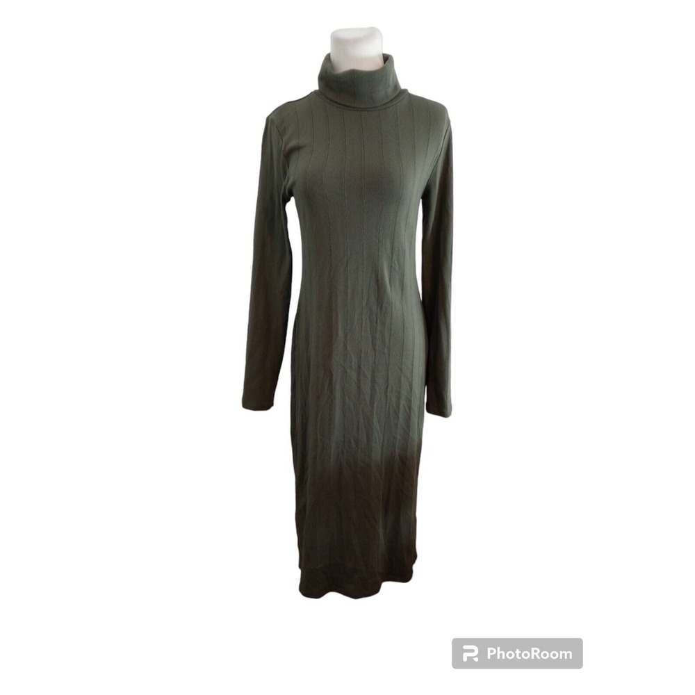 Wild Fable Size L Women's Turtle Neck Sweater Dress Olive Green New Other Ribbed